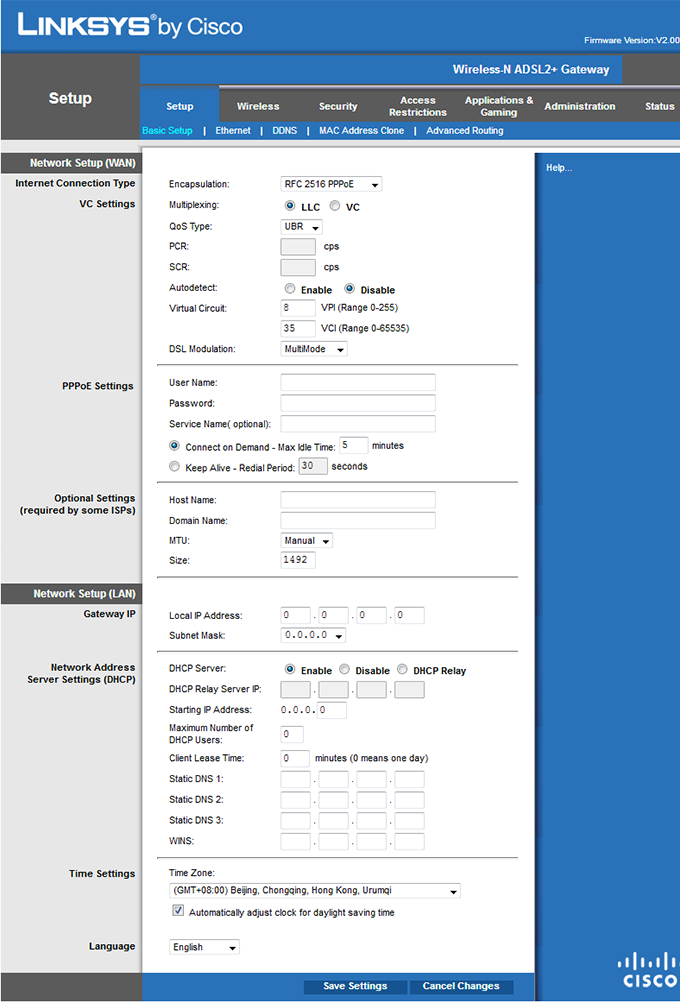 configuration ADSL Bouygues Linksys WAG160N