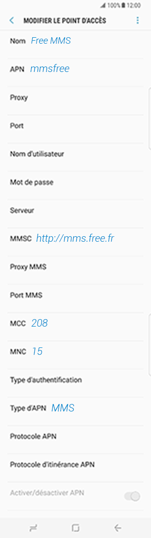 configuration MMS Free Alcatel Flash 2017