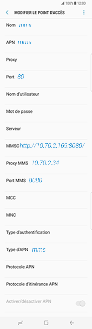 configuration MMS Mobilis Alcatel Pulsemix