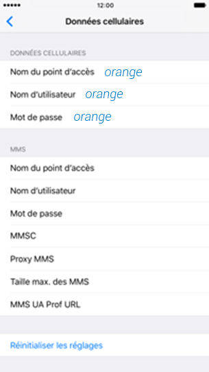 configuration APN Orange Apple iPhone 7