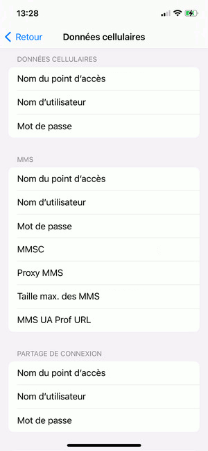 Paramètres APN NRJWEB sur Apple iPhone XS